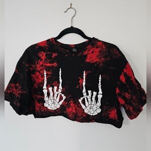 Shein skeleton hands tie dye crop top